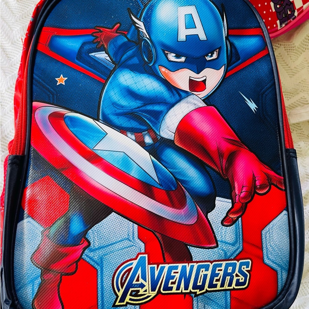 Avengers Kids Backpack - Captain America Design in Blue & Red